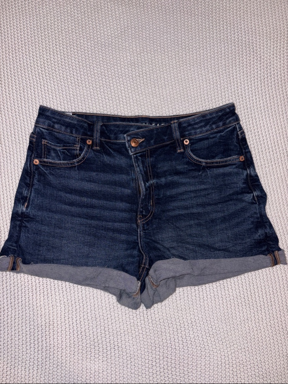 American Eagle Outfitters Dark Blue Rolled Cuff Denim Shorts